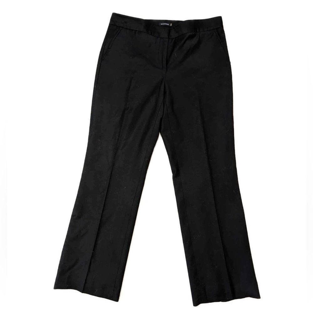 Magaschoni Women's Wool Blend Black Pleated‎ Straight Leg Dress Pants- Size 4